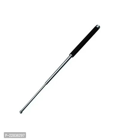 self Defence Stick Self Tactical Rod Heavy Metal and Extendable Iron Safety Stick self Padded Silver Appearing Steel Handle Security Guard Safety Stick (Black) (Pack of 1)-thumb0