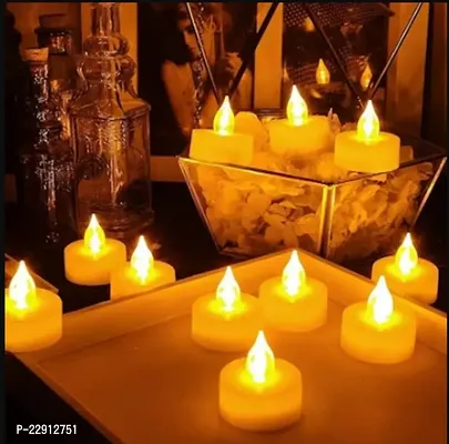 Acrylic Flameless and Smokeless LED Tealight Candles Pack of 24 (Yellow)