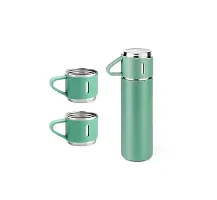 Stainless Steel Vacuum Flask Set with 3 Steel Cups Combo Double Wall Thermo Insulated Bottle Keeps HOT/Cold For 4Hr for Coffee Ideal Gift (multicolor) (500ml)-thumb1