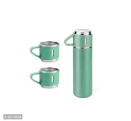 Stainless Steel Vacuum Flask Set with 3 Steel Cups Combo Double Wall Thermo Insulated Bottle Keeps HOT/Cold For 4Hr for Coffee Ideal Gift (multicolor) (500ml)-thumb2