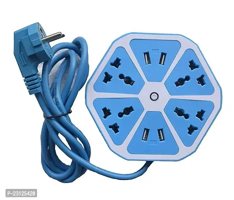 Hexagonal power socket Extension Board with 4 usb ports and 4 sockets, multi switched