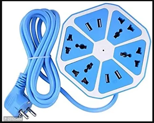 Hexagon Socket Extension Cord Board with 4 USB 2.0Amp Charging Point for Home  Office (Assorted Colour)