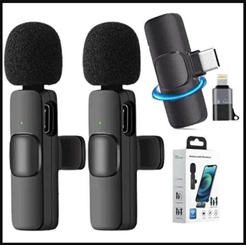 Dual K9 Dual Wireless Microphone, Digital Mini Portable Recording Clip Mic with Receiver for All iOS,Lighting Mobile Phones Camera Laptop for Vlogging YouTube