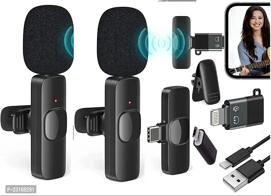 K9 Dual Wireless Microphone, Digital Mini Portable Recording Clip Mic with Receiver for All iOS, Lighting Mobile Phones Camera Laptop for Vlogging YouTube ( Uses For TYPE-C  Apple Devices )