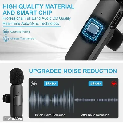 K9 Dual Wireless Microphone, Digital Mini Portable Recording Clip Mic with Receiver for All iOS-thumb2