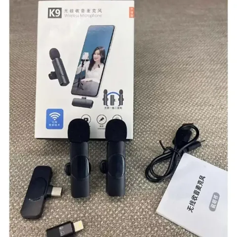 K9 Dual Wireless Microphone, Digital Mini Portable Recording Clip Mic with Receiver for All iOS,Lighting Mobile Phones Camera Laptop for Vlogging