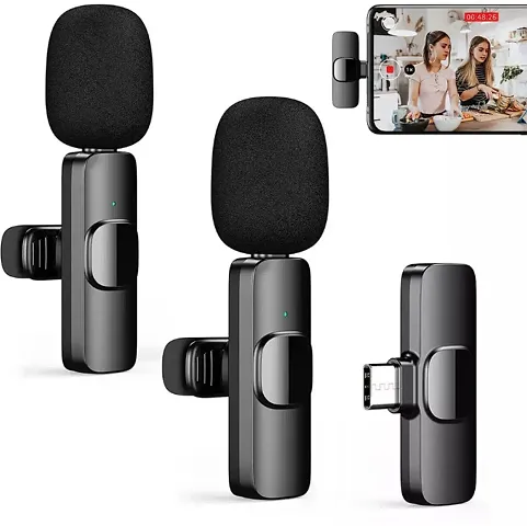 K9 Dual Wireless Microphone, Digital Mini Portable Recording Clip Mic with Receiver for All iOS, Lighting Mobile Phones Camera Laptop for Vlogging Only For TYPE-C  Phones
