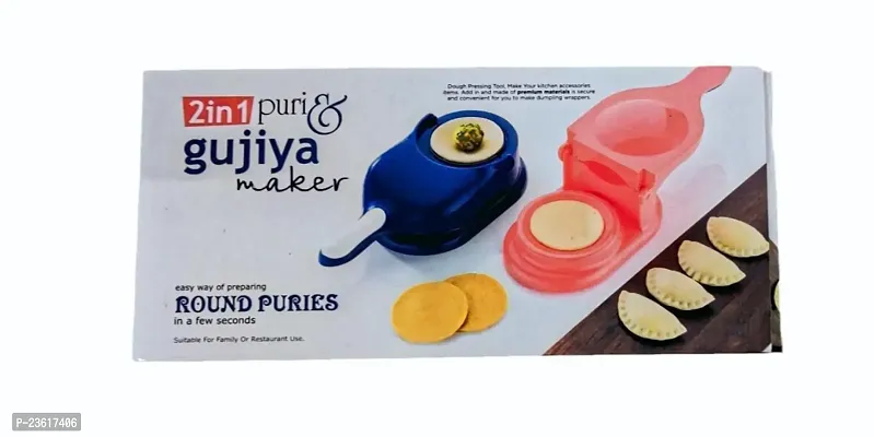 2 IN 1 Gujiya, Ghughra, Momos Maker Machine, Dumpling Skin Press Mould for Gujia Ghughra Momos Making, 2 in 1 Dumpling Maker Mould Machine-thumb0