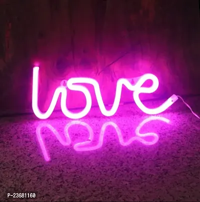 Pink Love Neon Led Light Sign for Love Room Decoration Accessory, Table Decoration, Gifts, Night Light with (USB+Battery)(PINK)-thumb0