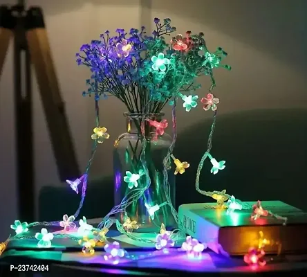 LED Silicon Cherry Flower String Fairy Lights Decorative Flower Light for Diwali Christmas Festival DIY Wedding Party Bedroom Indoor Outdoor Garden Decoration- MULTI-thumb0