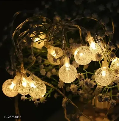 Crystal Ball Warm White 14 LED 10 Feet LED String Fairy Light Series for Diwali, Christmas Festival Decoration Indoor Outdoor Decor Light (Pack of 1, 3 Meter)