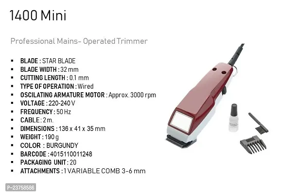 (Powerful and heavy duty Machine Color Red) Trimmer 120 min Runtime 4 Length Settings  (Maroon)KB-1400 TRIMMER-thumb2