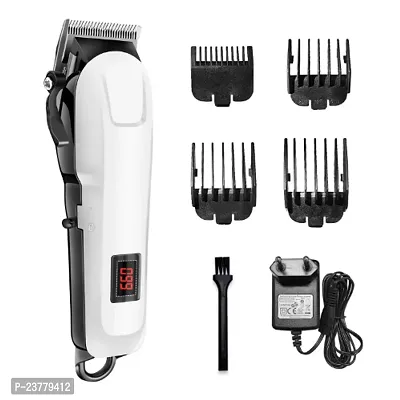 KB-809 Professional Rechargeable and Cordless Hair Trimmer 100 min Runtime, 10 Length Settings for Men  Women (White)
