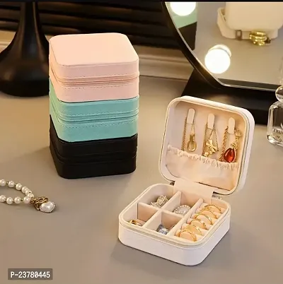 Portable Woman Travelling Mini PU Leather Jewelry Storage Box Multi-function Wardrobe Jewelry Organizer Case for Earrings Chain Rings Vanity Box-thumb2