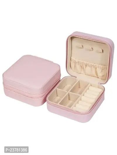 Poratble Mini PU Leather Small Jewelry Box Organizer Storage Holder allover Vanity Box  (Multicolor)