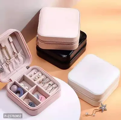 PU Leather Portable Mini Travel Jewellery Storage Case with Zipper