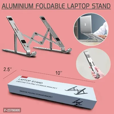 Aluminum Alloy Adjustable, Portable, Foldable, Ergonomic, 4 IN 1 Laptop stand + Book stand + Tab stand + Mobile stand-thumb0