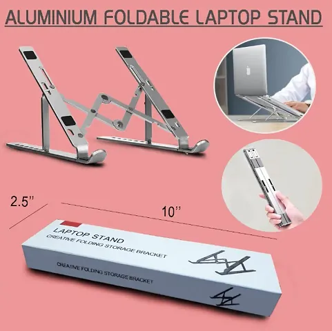 Aluminum Alloy Adjustable, Portable, Foldable, Ergonomic, 4 IN 1 Laptop stand + Book stand + Tab stand + Mobile stand