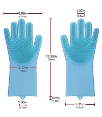 Silicon Hand Gloves for Kitchen Dishwashing and Pet Grooming, Great for Washing Dish, Car, Bathroom (Multicolour, Pack of 1)-thumb1