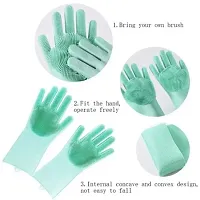 Pack of 1 Assorted color Silicone Dish Washing Gloves, Silicon Cleaning Gloves, Silicon Hand Gloves for Kitchen Dishwashing and Pet Grooming-thumb3