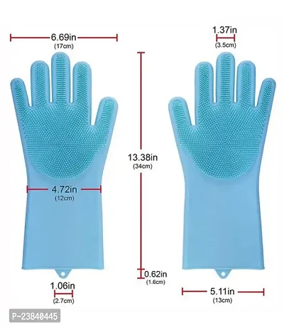 gadi or bartan saaf karne ke liye Pack of 1 Assorted color Silicone Dish Washing Gloves, Silicon Cleaning Gloves, Silicon Hand Gloves-thumb2