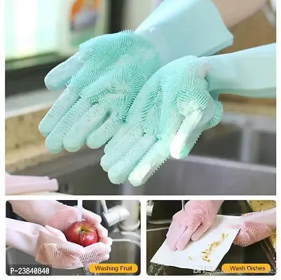 bartan saaf karne ke liye Pack of 1 Assorted color Silicone Dish Washing Gloves, Silicon Cleaning Gloves, Silicon Hand Gloves