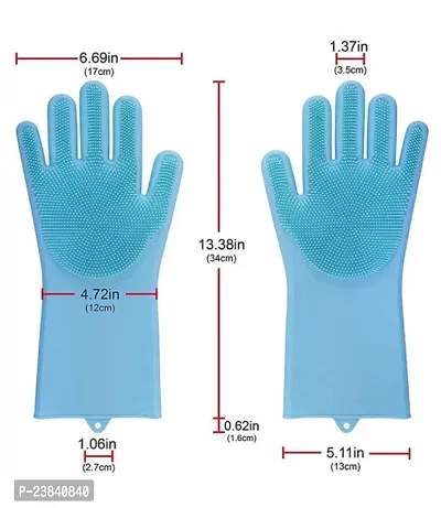 bartan saaf karne ke liye Pack of 1 Assorted color Silicone Dish Washing Gloves, Silicon Cleaning Gloves, Silicon Hand Gloves-thumb3