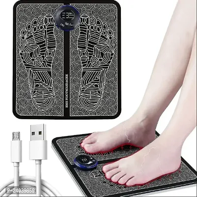 EMS Feet Massage Machine, Circulation Booster for feet and Legs, Folding Portable Massage Foot Mat USB Rechargeable-thumb0