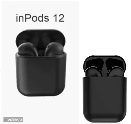 Inpods i12 Black Bluetooth Earbuds headset Bluetooth Headset (Black, True Wireless)