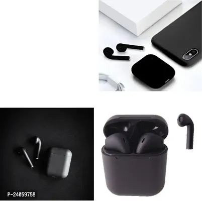 i12 Truly Wireless Bluetooth in Ear Earbuds with Mic pack of 1 Bluetooth Headset (Black, In the Ear)-thumb0