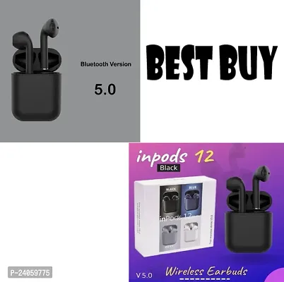 Inpods i12 Black Bluetooth Earbuds headset Bluetooth Headset (Black, True Wireless)
