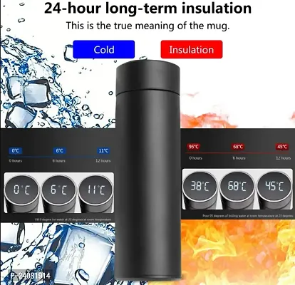 Smart Temperature Display LED Water Bottle| Temprature Indicator Water bottle For Hot  Cool |Water,Tea,coffee ( 500 ml Bottle ,Pack of 1, Black,Stainless Steel)-thumb2