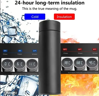 smart vacuum insulated thermos water bottle with temperature display 304 steel stainless perfect for hot and cold drinks (black-500ml) pack of 1-thumb2