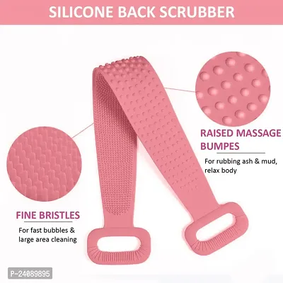 Bath Brush, Silicon Body Scrubber Back Scrubber Belt Soft Body Massage Cleaning Exfoliating Bath Brush