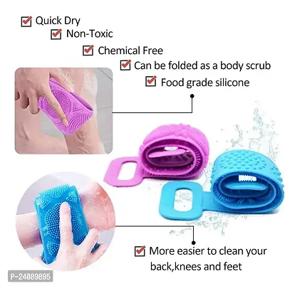 Bath Brush, Silicon Body Scrubber Back Scrubber Belt Soft Body Massage Cleaning Exfoliating Bath Brush-thumb2