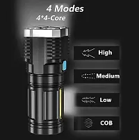 4-core Super Bright Flashlight LED Torch Strong Light USB Rechargeable Outdoor Multi-Function Lamp Tactical Camping Searchlight COB Light,Black (Black)-thumb2