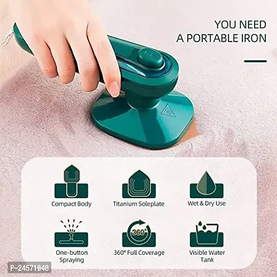 Portable Micro Steam Iron, Green Iron Handheld Garment Steamer, Dry' and Wet Wrinkles Removing Lightweight Steamer for Home Office,Fast Heat Mini Ironing Machine-thumb3