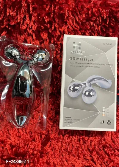 3D Roller Face Massager Y-Shape Face Lift Tool Firming Beauty Massage Body Face Massager (Silver)