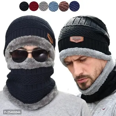 winter caps for men||hat||winter caps for men||scarf||neck scarf||scarves||muffler||topi||beanie cap combo with muffler||warm cap scarf-thumb0
