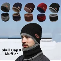 winter caps for men||hat||winter caps for men||scarf||neck scarf||scarves||muffler||topi||beanie cap combo with muffler||warm cap scarf-thumb3