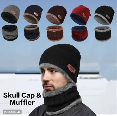 winter caps for men||hat||winter caps for men||scarf||neck scarf||scarves||muffler||topi||beanie cap combo with muffler||warm cap scarf-thumb4