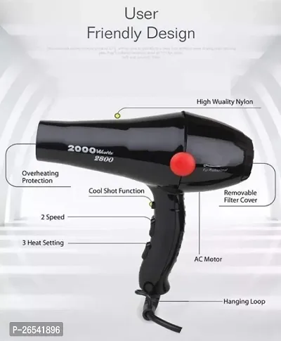 Choaba Hair Dryer (CHAOBA 2800) 2000 Watts for Hair Styling with Cool  Hot Air Flow Option (Black) Hair Dryer (2000W , Black)-thumb2