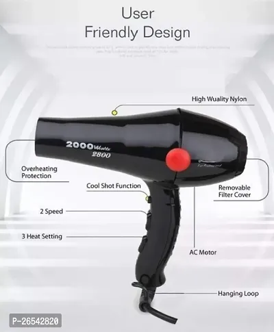 Choaba Hair Dryer (CHAOBA 2800) 2000 Watts for Hair Styling with Cool and Hot Air Flow Option (Black) Hair Dryer (2000 W, Black)-thumb2