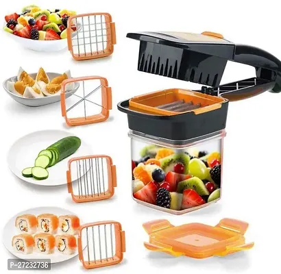 Multifunction Nicer - 5 in 1 Plastic Slicer Vegetable  Fruits Cutter, Stainless Steel Blades Chopper, Peeler with Container Onion Cutter, Vegetable, Fruit (Pack of 1)