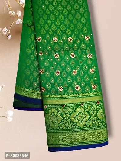 Stylish Art Silk Green Self Pattern Saree With Blouse Piece For Women-thumb3