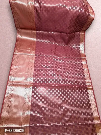 Stylish Art Silk Maroon Self Pattern Saree With Blouse Piece For Women-thumb2