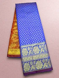 Stylish Art Silk Blue Self Pattern Saree With Blouse Piece For Women-thumb1