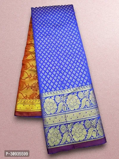 Stylish Art Silk Blue Self Pattern Saree With Blouse Piece For Women-thumb2