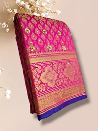 Stylish Art Silk Pink Self Pattern Saree With Blouse Piece For Women-thumb1