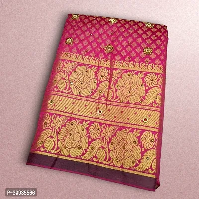 Stylish Art Silk Pink Self Pattern Saree With Blouse Piece For Women-thumb0